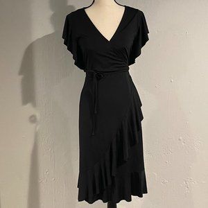 Banana Republic Black Short Sleeve Ruffle Wrap Dress [NWT]